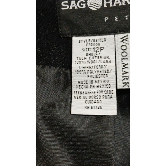 Sag Harbor Petite Blazer 12P Black Wool Blend Single Button Classic Fit - Picture 2 of 6